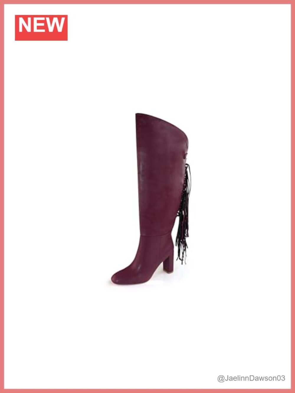 Women's High Heel Fringe Knee High Boots Chunky Block Heel Pull On